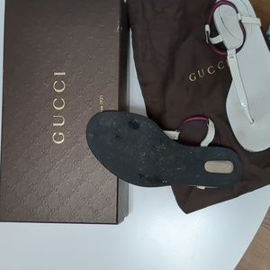 Gucci White Ankle Strap Sandals